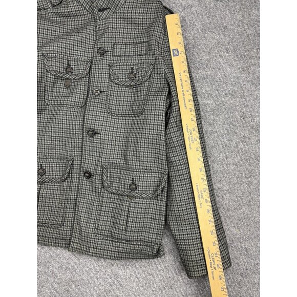 Guess Jacket Womens Small Gray Houndstooth Military Utility Wool Blend Coat - Picture 4 of 8